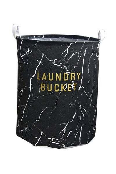HALAMODO Printed Laundry Storage Basket Black 40x40x46centimeter