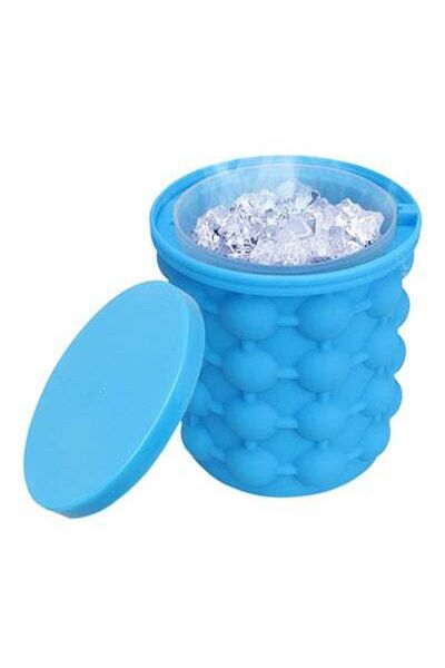 HALAMODO Bucket Shape Ice Cube Maker Blue 12cm