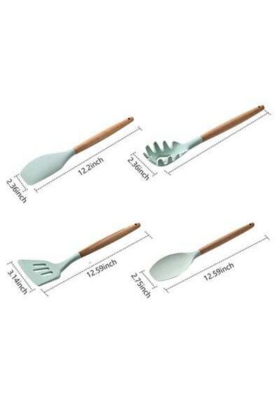 HALAMODO 11-Piece Cooking Utensils Kitchen Set Mint Green