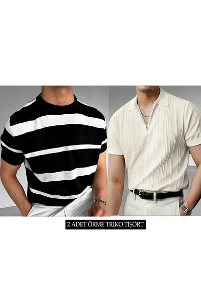 blucombin 2 Pack Knitted Sweater T-Shirt New Season Regular Fit Summer