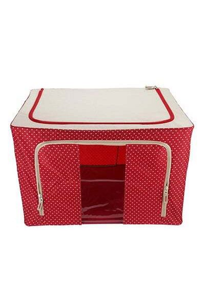 HALAMODO Closet Organizer Storage Bag Red/Beige 50x50x50cm