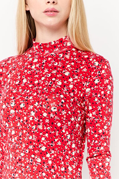 Scotch & Soda Women Mock Neck Long Sleeve Floral Print Blouse, Multicolor