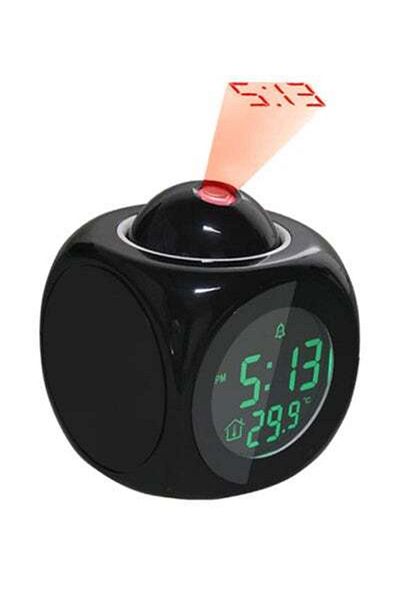 HALAMODO LED Projection Digital Display Alarm Clock Black 70x70x4cm