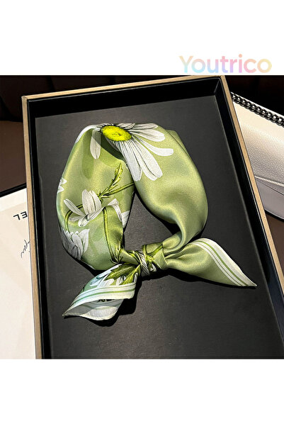 Youtrico 100% حرير التوت، وشاح منقوش، مزين بنقشة زهور جميلة، متناسق بشكل أنيق...