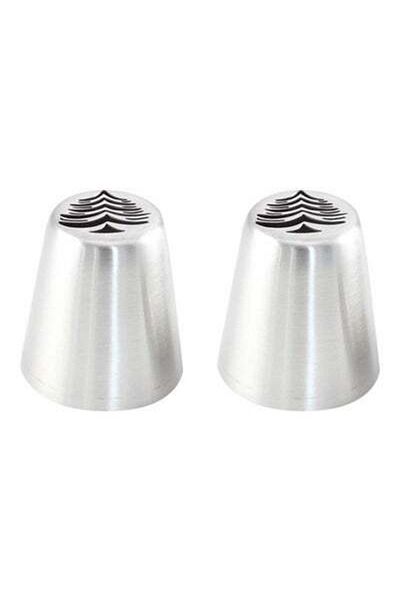 HALAMODO 2-Piece Russian Icing Piping Nozzle Silver/Black 19.8 x 12 x 4.2cm