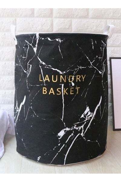 HALAMODO Printed Laundry Storage Basket Black 40x40x46centimeter