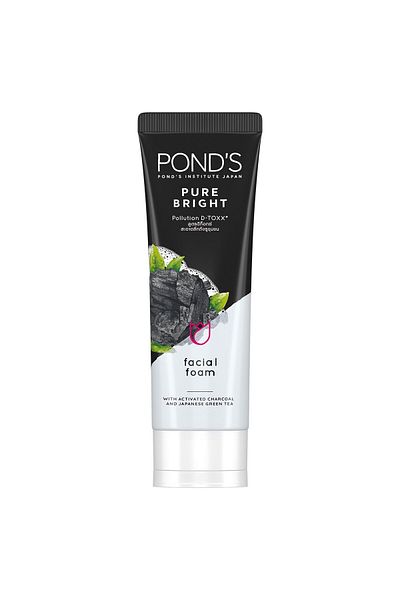 Ponds غسول الوجه بيور برايت من بوندس ١٠٠ غرام مع الفحم النشط وفيتامين ب٣ لتنظيف الوجه بعمق