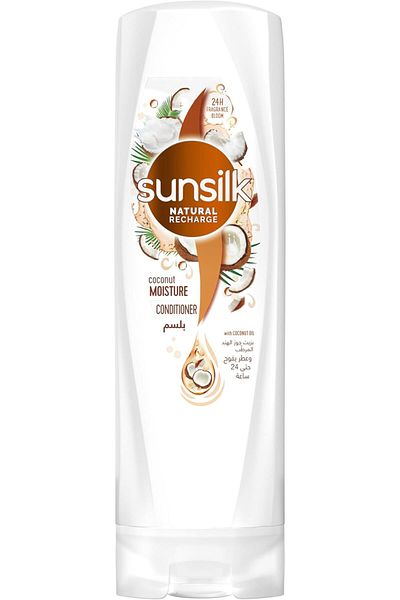 Sunsilk Natural Conditioner, for Deep Moisturizing of Dry Hair, Coconut Moisture, 24hr Fragrance Blo