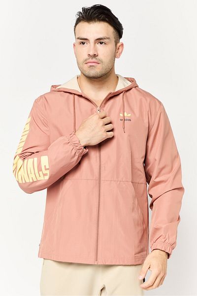 adidas Men Sportswear Fit Brand Logo Outdoor Jacket, Light Brown