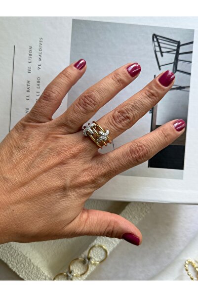 Rossetto Atelier İthal Özel Tasarım Çelik Peri Yüzük ( Size 8 )