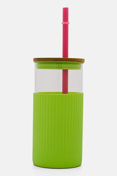 Vessel Glass Tumbler With Bamboo Lid 591 ml, Lime Green
