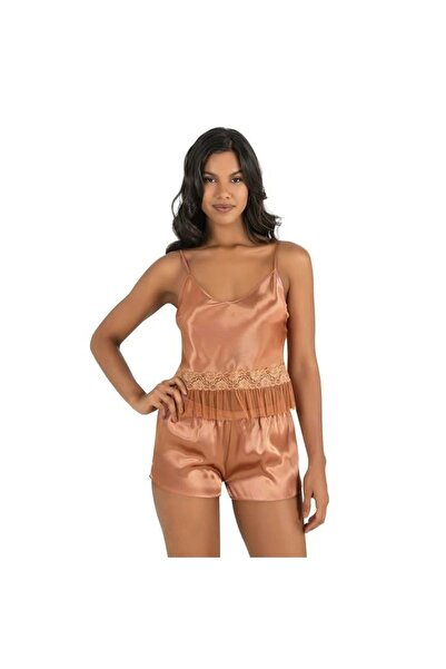 Narnuga MARSiLYAN- طقم شورت نحاسي ساتان 9209