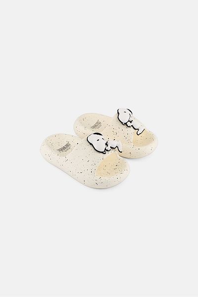 PEANUTS Kids Boy Slip on Slides, Off White