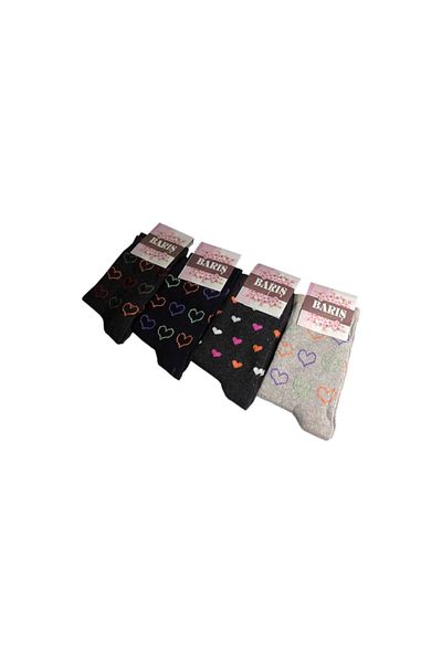 Narnuga Peace Heart Patterned Lycra Women's Sock Socks Quantity