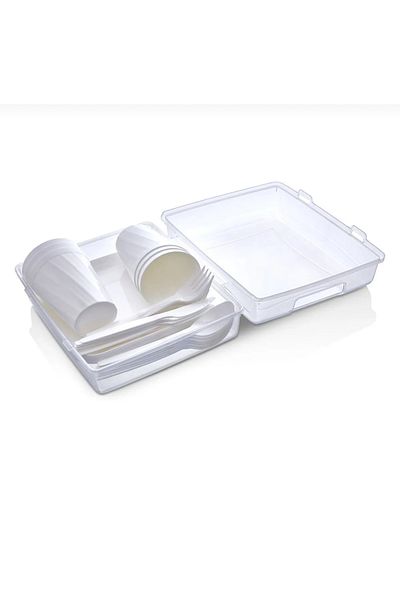 Hane216 32 Pieces Picnic Set Picnic Set for 6-Picnic Basket Set-Cups Fork Spoon Knife Breakfast Set