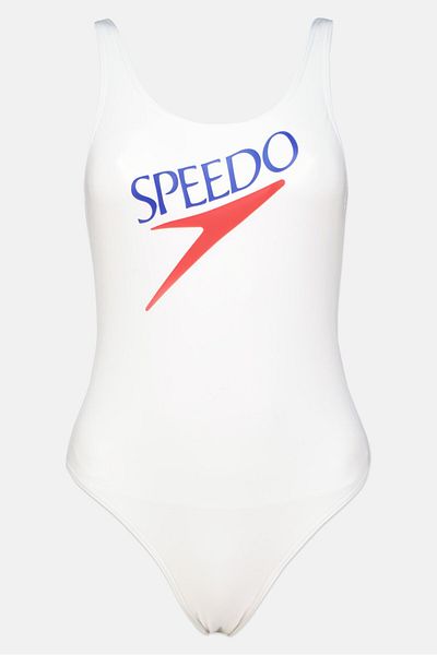 SPEEDO Women One Piece Brand Logo Swimsuit, White
