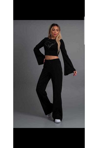 ESPOİRPLUS Bottom Top Set Spanish Model Top Short with Stone Details