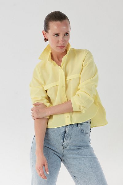 Fulla Moda Basic Pocket Detailed Back Long Shirt