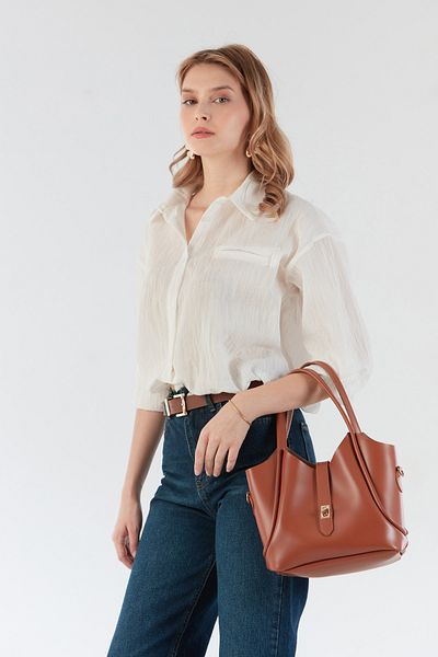 Fulla Moda Basic Elastic Waist Pocket Detailed Shirt