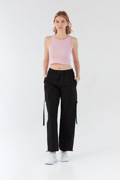 Fulla Moda Elastic Waist Parachute Fabric Jogger Pants with Stopper