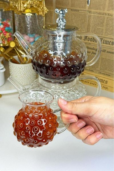 MİEN Mien 6-Person Borosilicate Drop Model Glass Tea Cup Bead Model Tea Cup