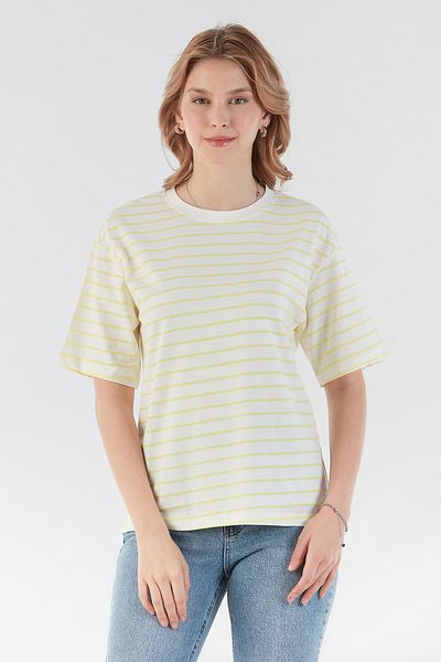 Fulla Moda Striped Crew Neck Oversize T-Shirt