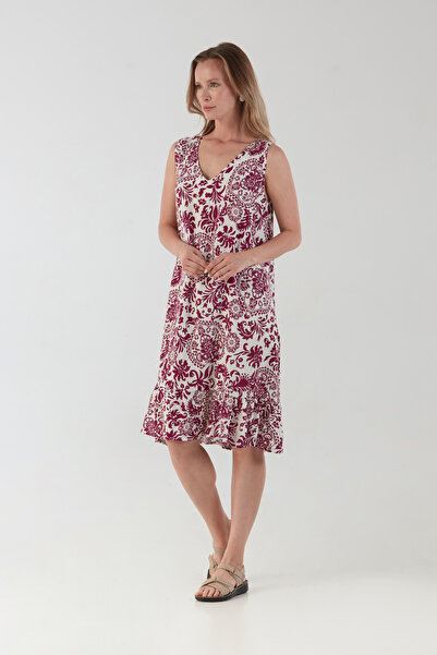 Fulla Moda Φαρδύ φόρεμα με σχέδιο σάλι με λαιμόκοψη V