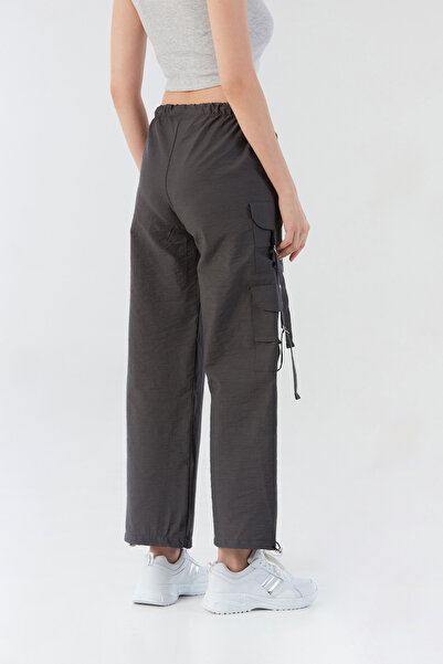 Fulla Moda Parachü Fabric Trousers with Elastic Waist