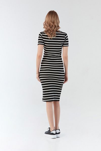 Fulla Moda Basic Ribbed Striped Dress
