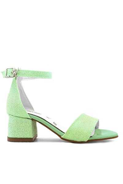 hapshoe Lilo Glitter Green Single Strap Girls' Heeled Evening Dress Shoes