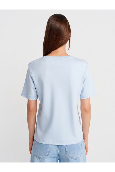 Dilvin 31763 Tricou Crew Neck-Albastru deschis
