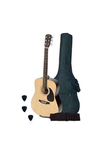 Nashville GSD6034NT Basic 1, 3/4 natural acoustic guitar set, bag, strap, 3 picks