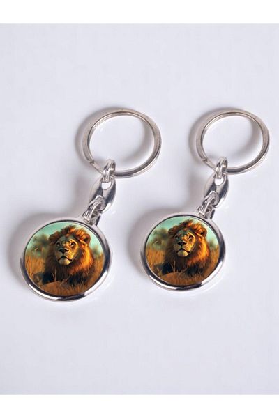 lili hediyelik Lion Printed 2-Piece Keychain