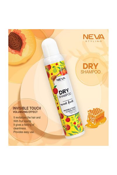 Neva Neva Styling Dry Shampoo Invisible Touch Volumizing Effect Sweet Fruit Honey, Apple & Peach, 200ml
