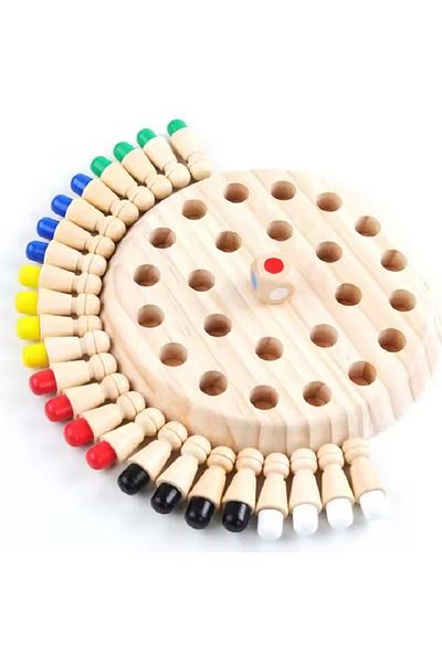 rexa Wooden Memory Match Stick Chess Game Fun Drumping Color Cognitive Ability Game Checkers