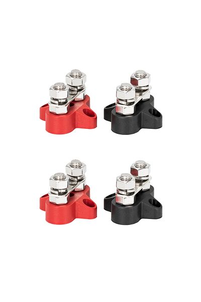Choice 2 pairs DaierTek 5/16" Terminal Block Studs M8 48V Junction Block Bus Bar Insulated Dual Power Distr