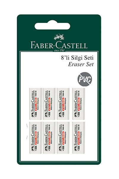 Faber Castell Küçük Boy PVC-Free 8'li Beyaz Silgi Seti,Yumuşak Yapı, Toz Bıra...