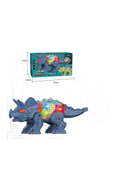 rexa لعبة ديناصور تحتوي على تروس ملونة دوارة وأضواء وأصوات