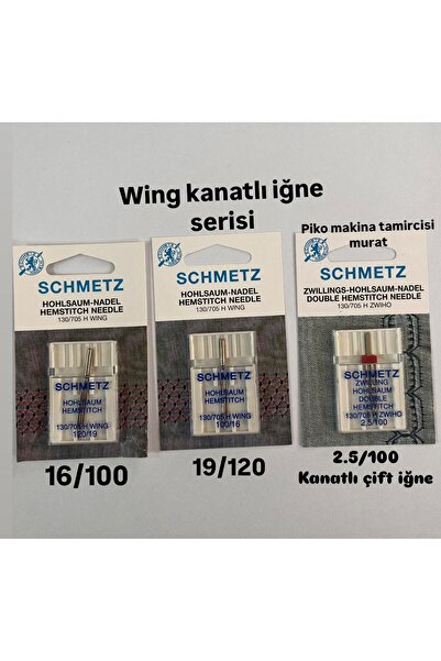 SCHMETZ WİNG KANATLI İĞNE SETİ 16/100-19-120 KANATLI İĞNE VE 2.5 100 WİNG KANATLI ÇİFTİĞNE 3LÜ PAKET