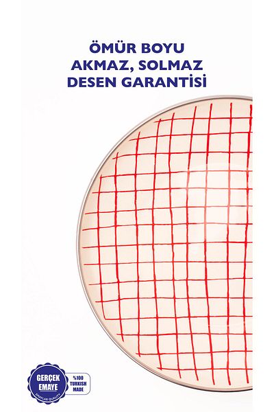 EMAYlab Cupid Checkered Enamel Plate Cake Presentation Plate 21cm