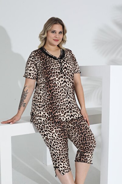 Evia Angelique Bambu Kumaş Kısa Kol Dantel Detaylı Kadın Kapri Takım 22263