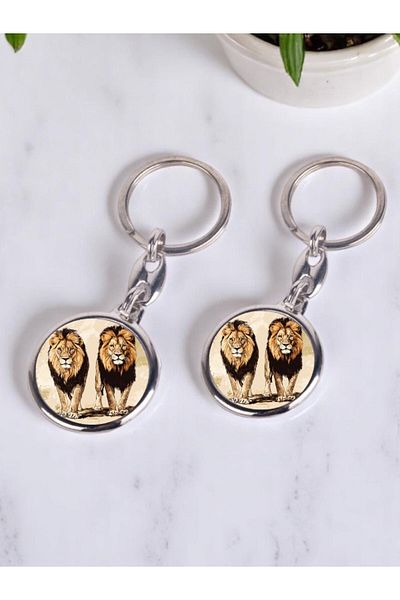 lili hediyelik Lions Printed 2-Piece Keychain