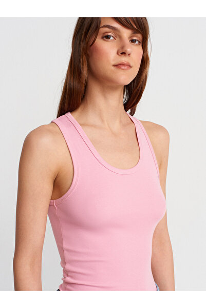 Dilvin 31805 Thick Strap Top-Dark Pink