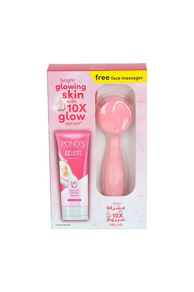 Ponds Bright Beauty Spot-Less Glow Serum Facial Foam 100 g + Face Massager