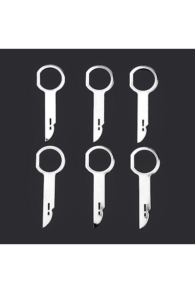 motor starter Set of 6 car radio removal keys, Stainless steel, 7 x 1.8 cm, Silver