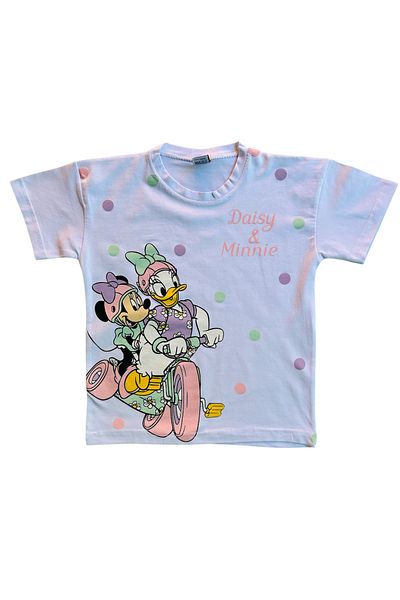 YUMİYUMM Girl's Character Printed White-Water Green Shorts Suit