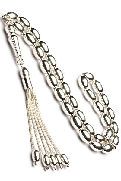 EHİNOS Erkek 5 Püsküllü 35.5 Gr 8x12mm Tamamı 925 Ayar Gümüş Tesbih