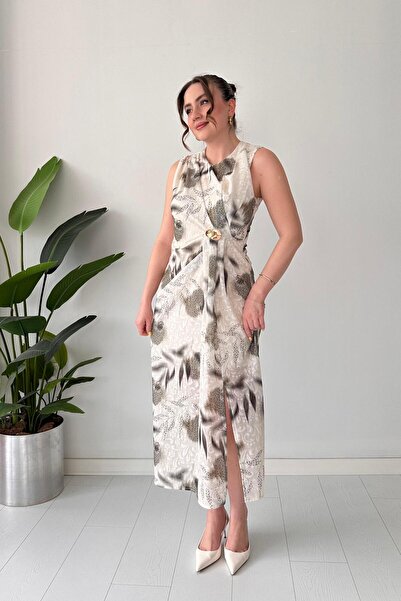 MaziButik Μπροσούρα Μπροσούρα Φόρεμα Χακί