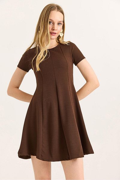 Raneel Kazançlı Alışveriş Trend Mini Flared Dress Brown