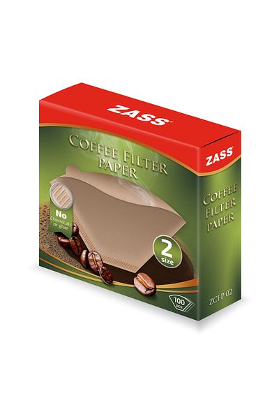 Zass Filtre universale de hârtie pentru cafetiere Set de 100 buc. Hârtie biodegradabilă, Zass ZCFP 02, mărimea 2